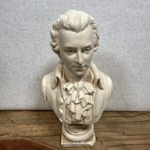 Wolfgang Amadeus Mozart Bust Sculpture Matte Finish 7" Marked T. CAKL